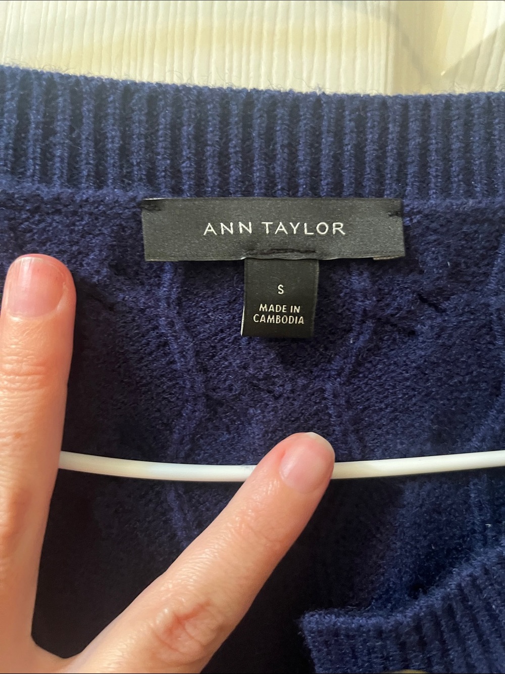 Ann Taylor Navy Cable Knit Button-Front Cardigan in small - Picture 2 of 3